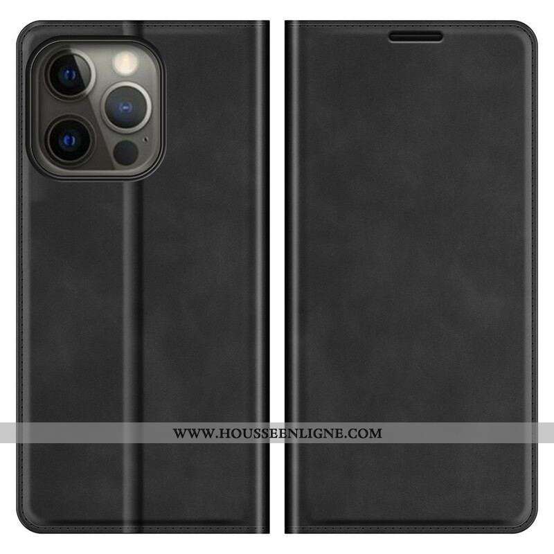 Flip Cover iPhone 13 Pro Effet Cuir Douceur Soie