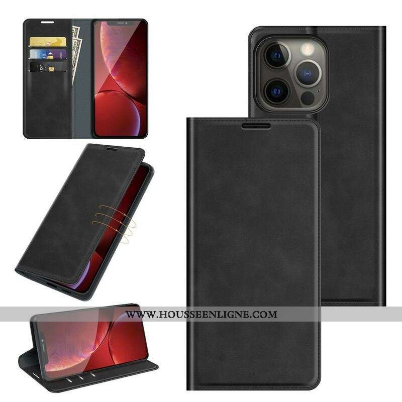 Flip Cover iPhone 13 Pro Effet Cuir Douceur Soie