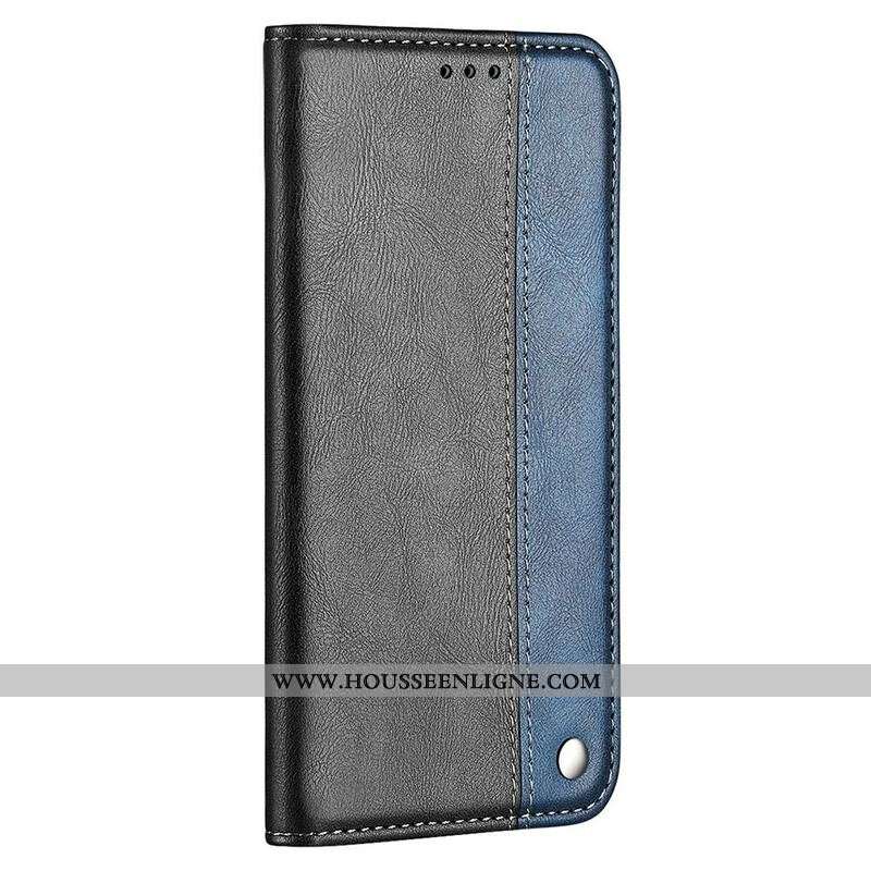 Flip Cover iPhone 13 Pro Max Bicolore Effet Cuir