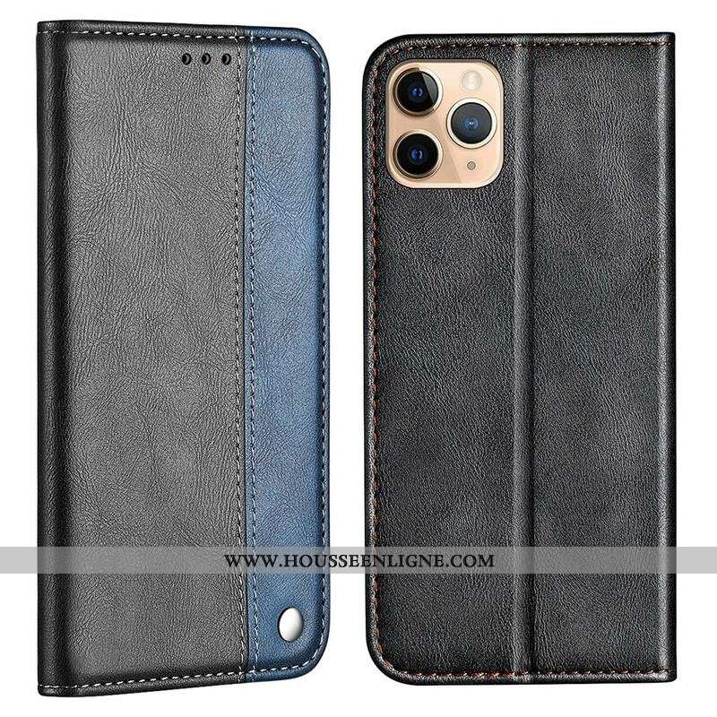Flip Cover iPhone 13 Pro Max Bicolore Effet Cuir