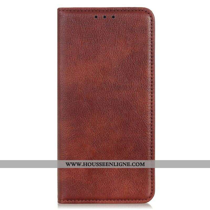 Flip Cover iPhone 13 Pro Max Cuir Litchi Fendu
