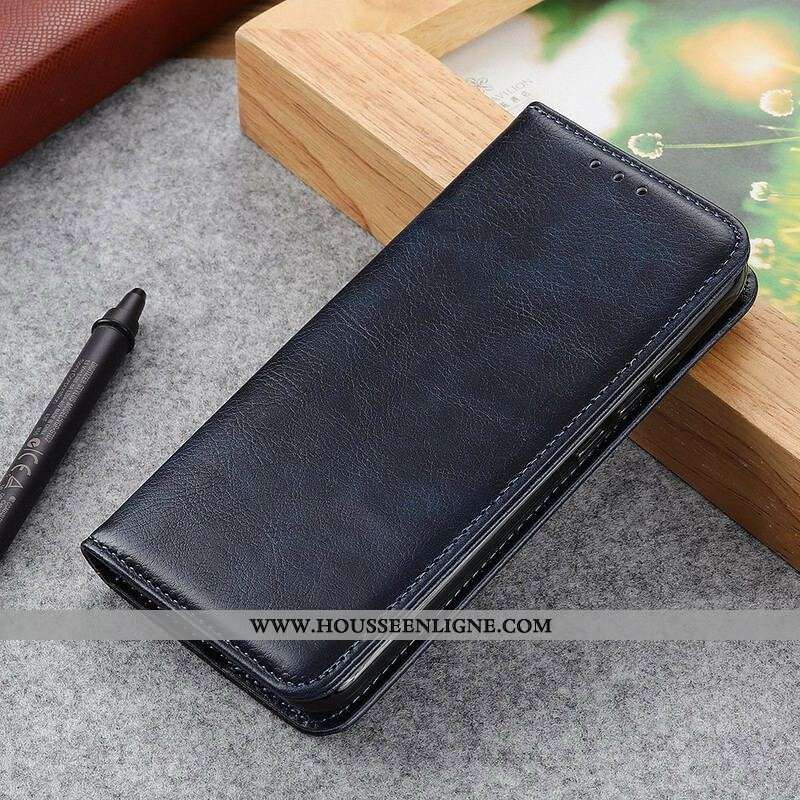 Flip Cover iPhone 13 Pro Max Cuir Litchi Fendu