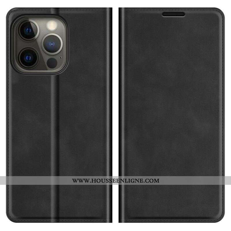 Flip Cover iPhone 13 Pro Max Effet Cuir Douceur Soie