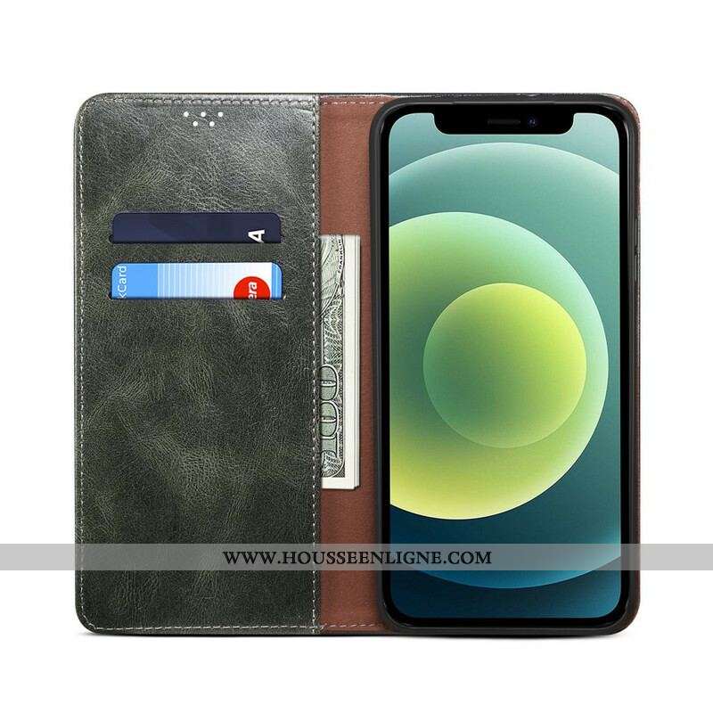 Flip Cover iPhone 13 Pro Max Simili Cuir Ciré