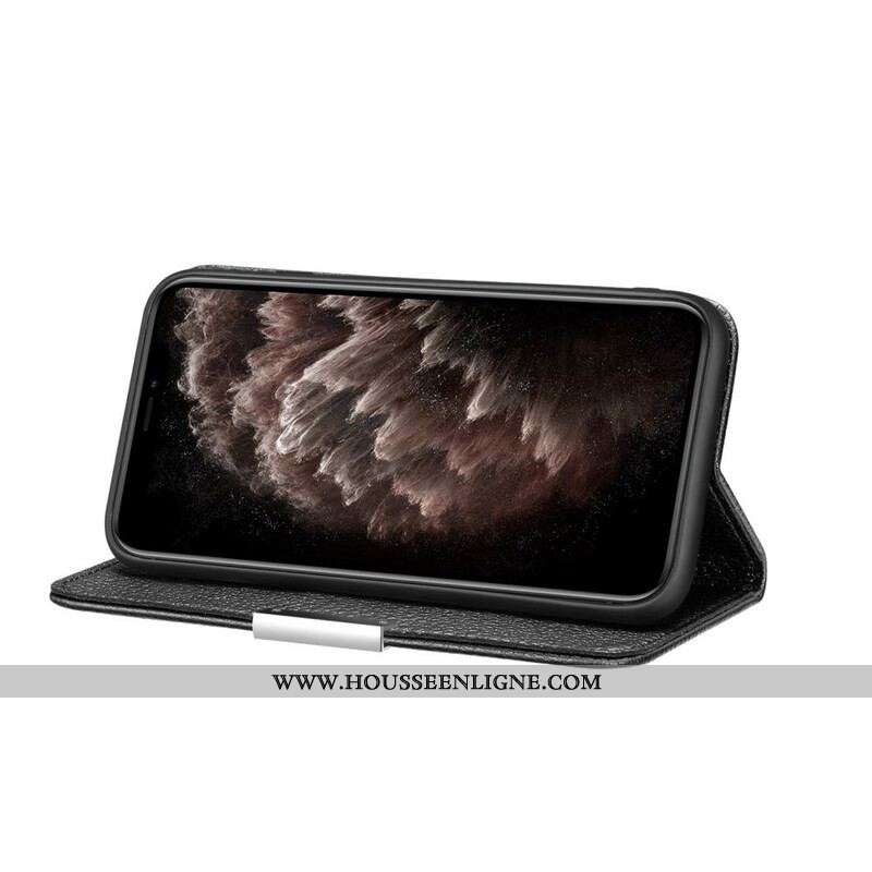 Flip Cover iPhone 13 Pro Max Simili Cuir Litchi Ultra Chic