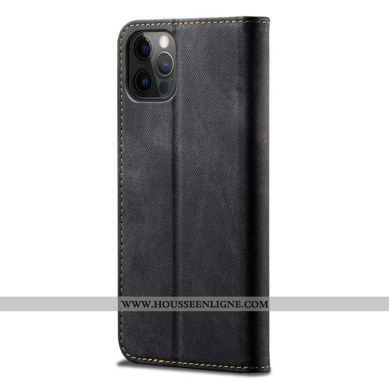 Flip Cover iPhone 13 Pro Max Simili Cuir Texture Jeans