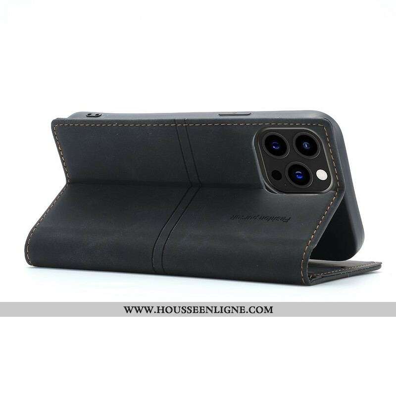 Flip Cover iPhone 13 Pro Max Style Cuir Couture Fermoir Magnétique