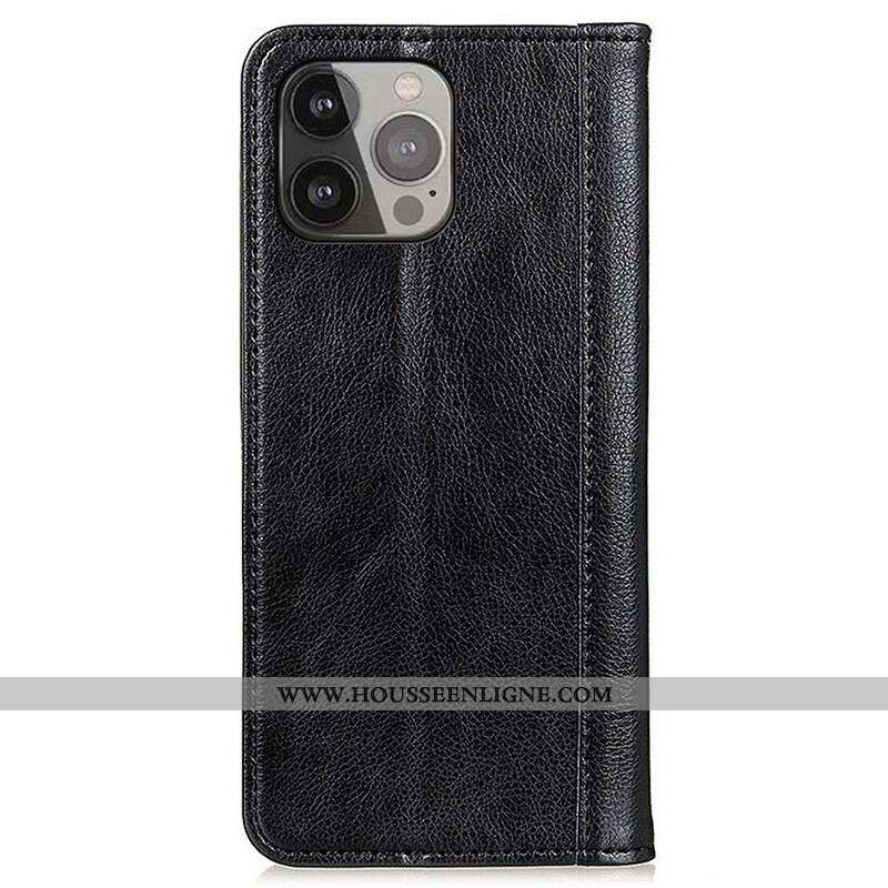 Flip Cover iPhone 13 Pro Max Version Coloré Cuir Fendu