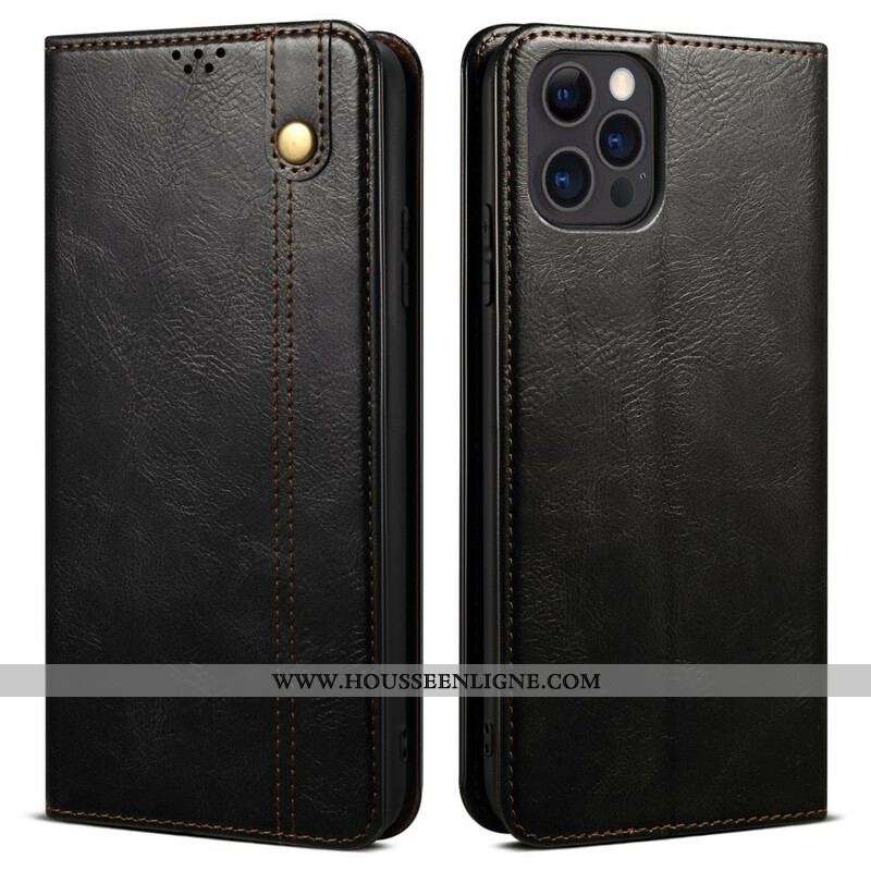 Flip Cover iPhone 13 Pro Simili Cuir Ciré