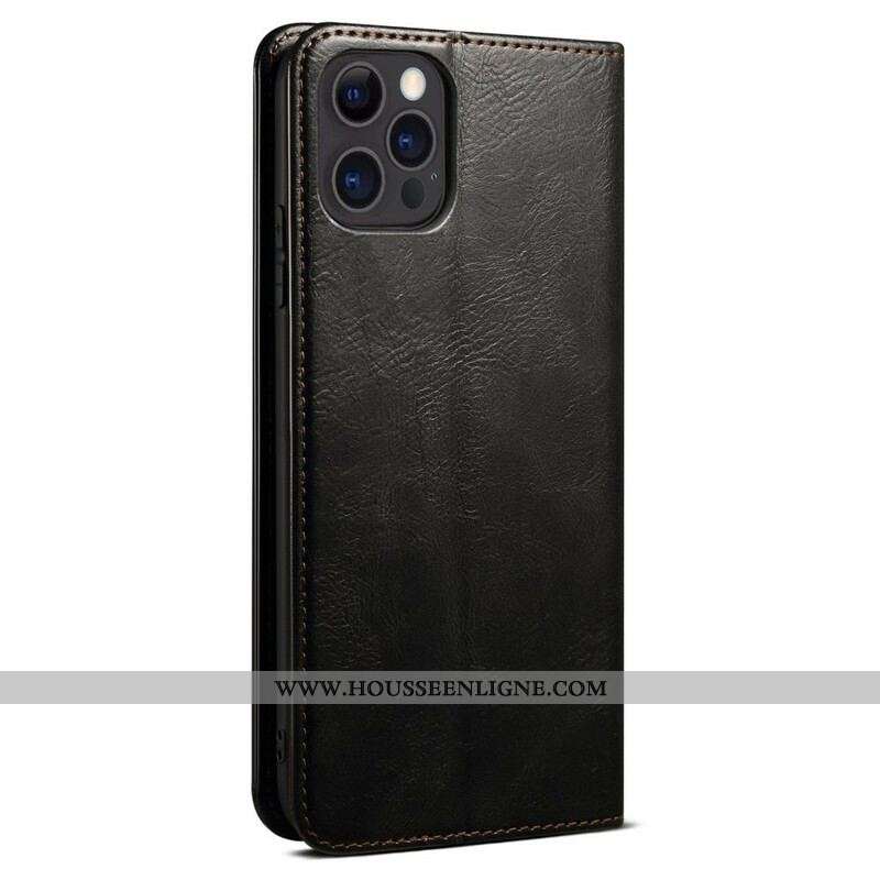 Flip Cover iPhone 13 Pro Simili Cuir Ciré