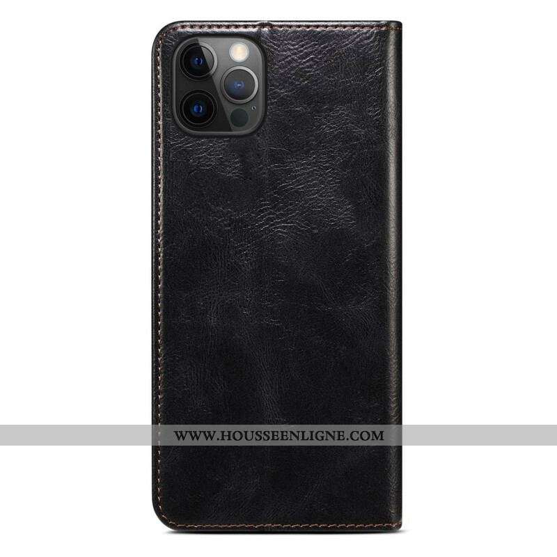Flip Cover iPhone 13 Pro Simili Cuir Ciré