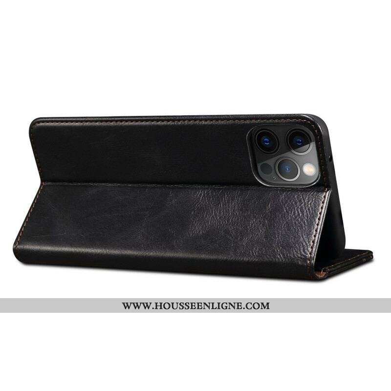Flip Cover iPhone 13 Pro Simili Cuir Ciré