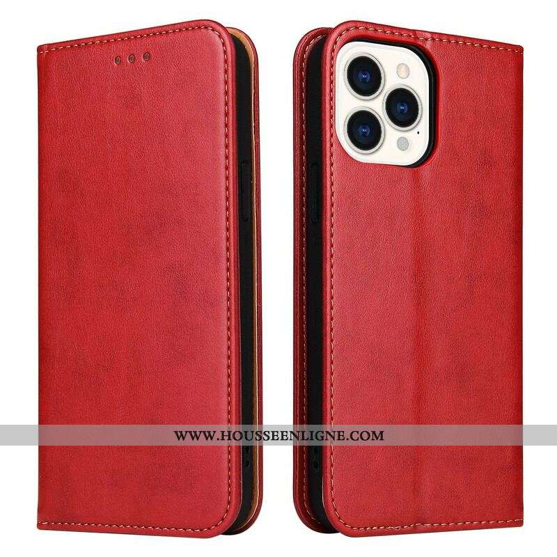 Flip Cover iPhone 13 Pro Simili Cuir Sobriété