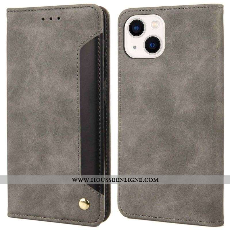 Flip Cover iPhone 14 Bicolore avec Rivet