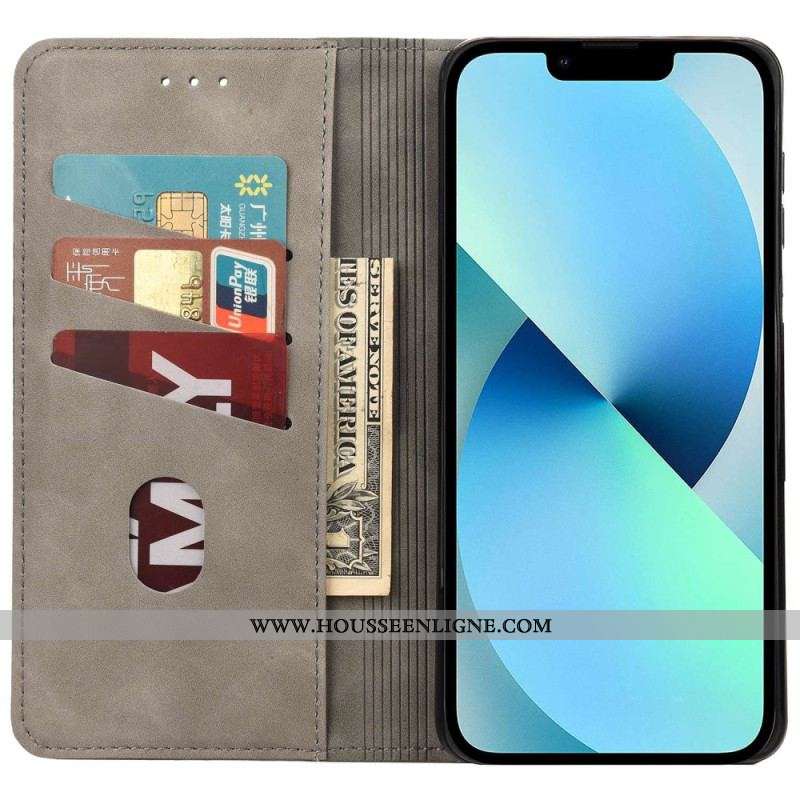 Flip Cover iPhone 14 Bicolore avec Rivet