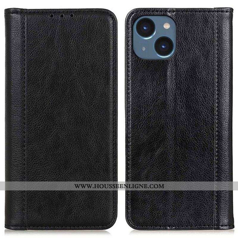 Flip Cover iPhone 14 Cuir Fendu Stylé