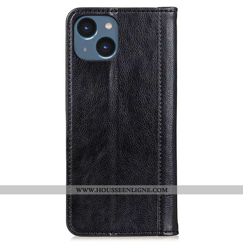 Flip Cover iPhone 14 Cuir Fendu Stylé