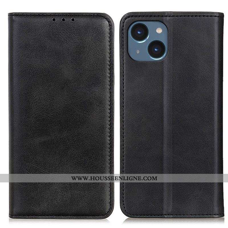 Flip Cover iPhone 14 Cuir Fendu Élégance