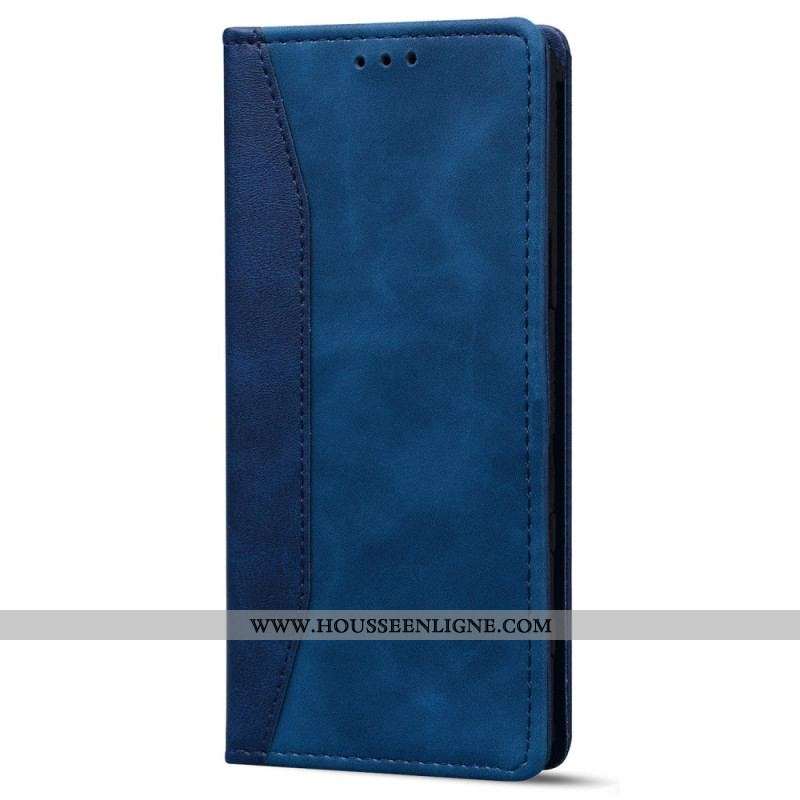 Flip Cover iPhone 14 Effet Cuir Business Bicolore