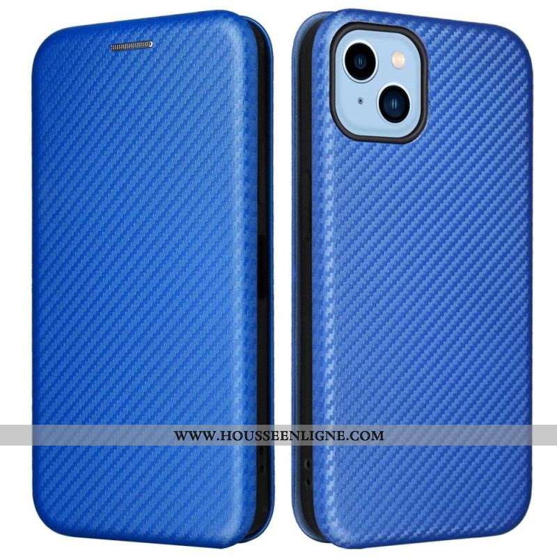 Flip Cover iPhone 14 Fibre Carbone Colorée