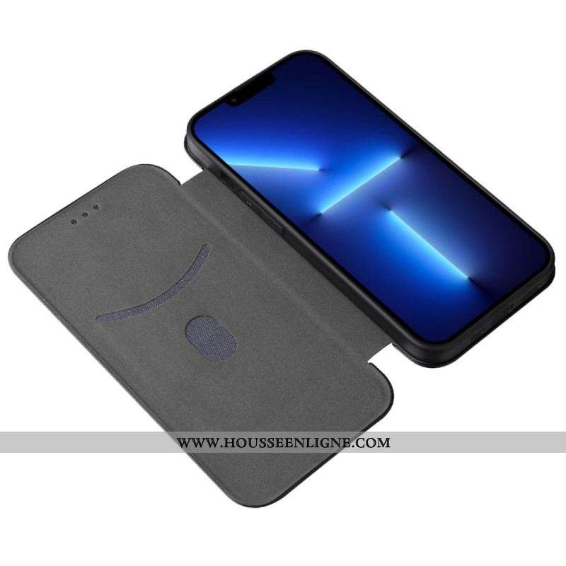 Flip Cover iPhone 14 Fibre Carbone Colorée