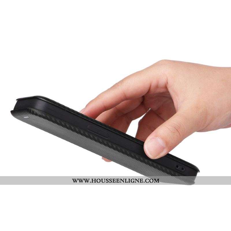 Flip Cover iPhone 14 Fibre Carbone Colorée