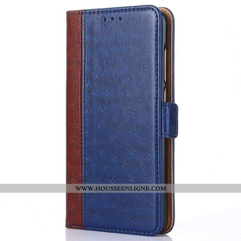 Flip Cover iPhone 14 Plus Style Cuir Autruche
