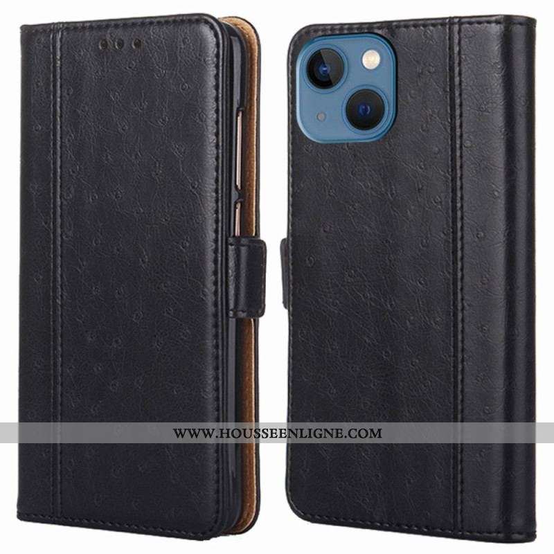 Flip Cover iPhone 14 Plus Style Cuir Autruche
