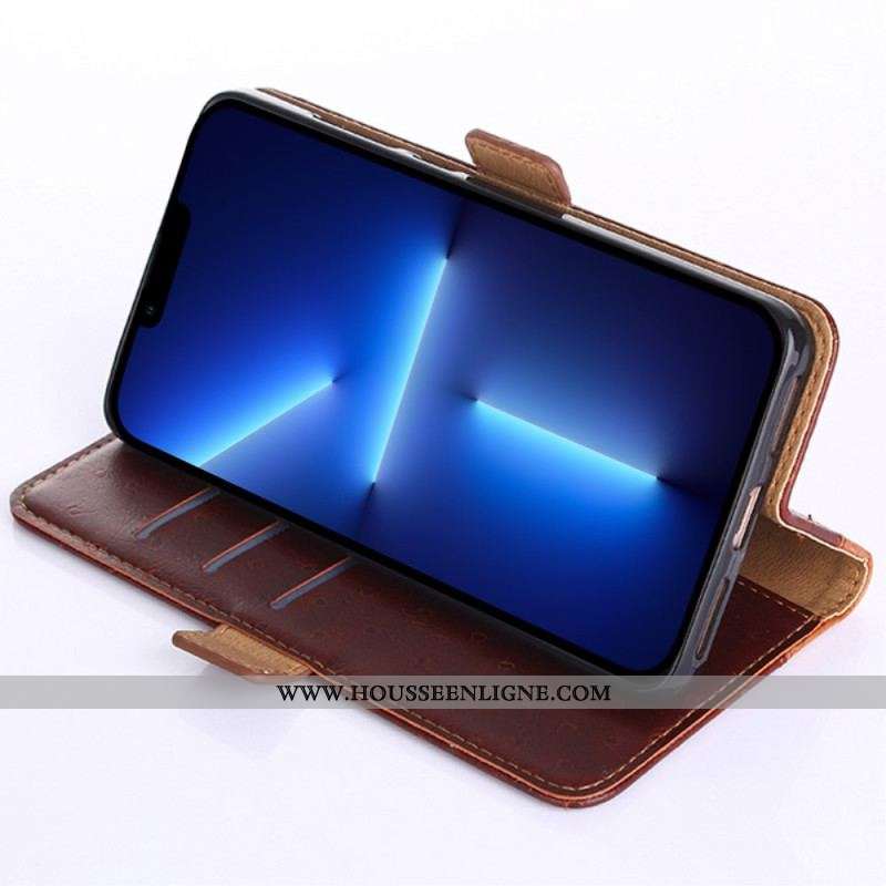 Flip Cover iPhone 14 Plus Style Cuir Autruche