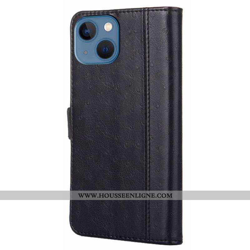 Flip Cover iPhone 14 Plus Style Cuir Autruche