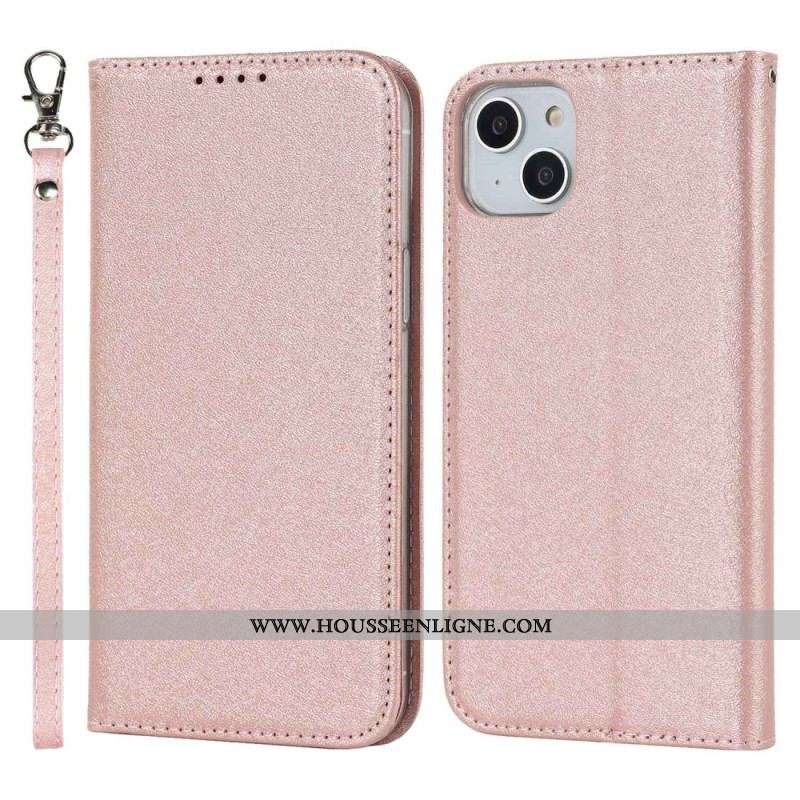 Flip Cover iPhone 14 Plus Style Cuir Douceur avec Lanière