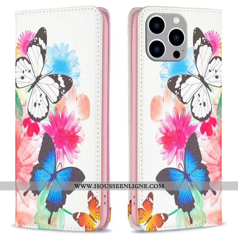 Flip Cover iPhone 14 Pro Max Papillons