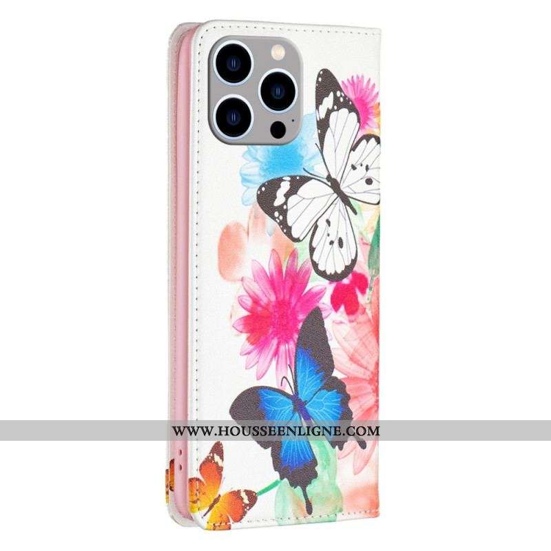 Flip Cover iPhone 14 Pro Max Papillons