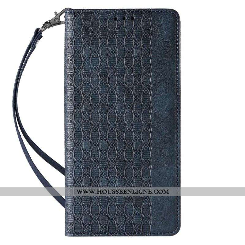 Flip Cover iPhone 14 Pro Vintage à Lanière