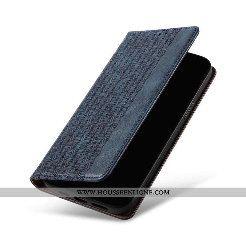 Flip Cover iPhone 14 Pro Vintage à Lanière