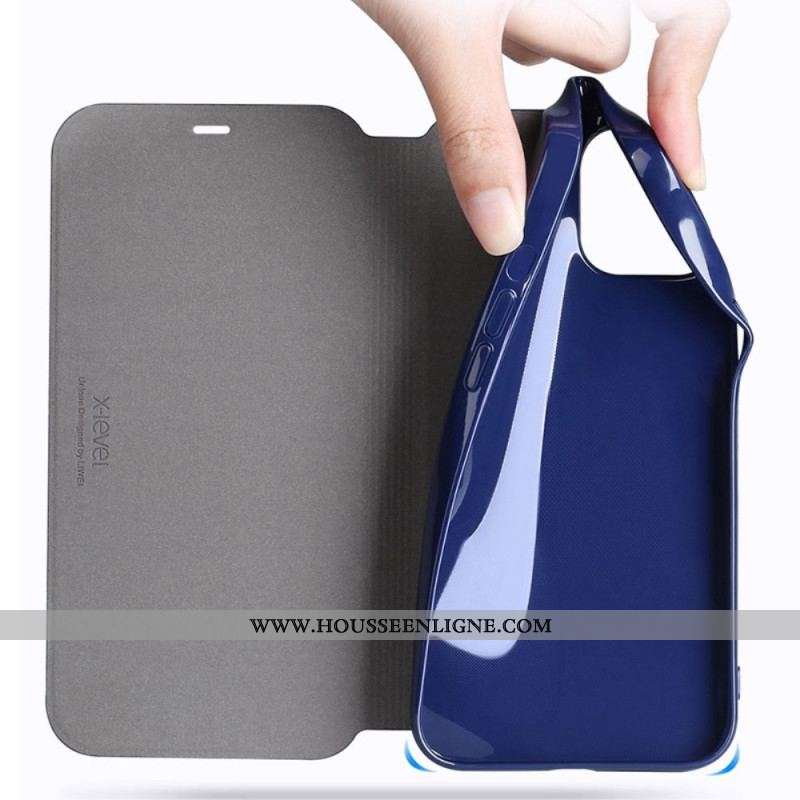 Flip Cover iPhone 14 Simili Cui X-Level
