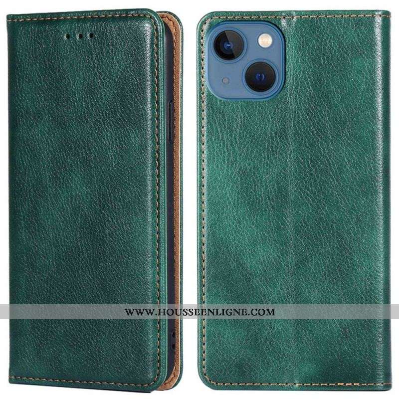 Flip Cover iPhone 14 Simili Cuir Coutures
