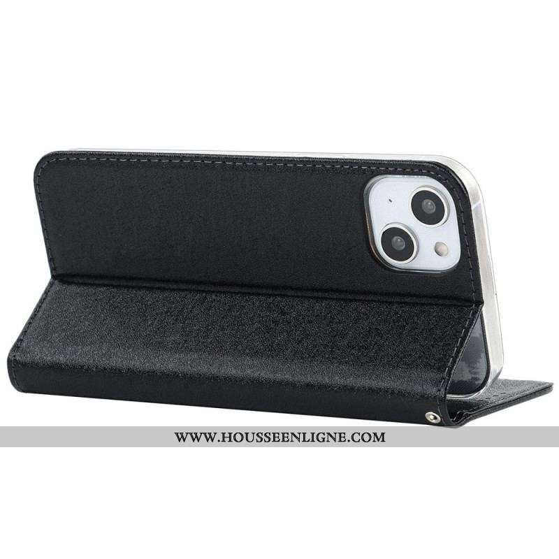 Flip Cover iPhone 14 Soie à Lanière