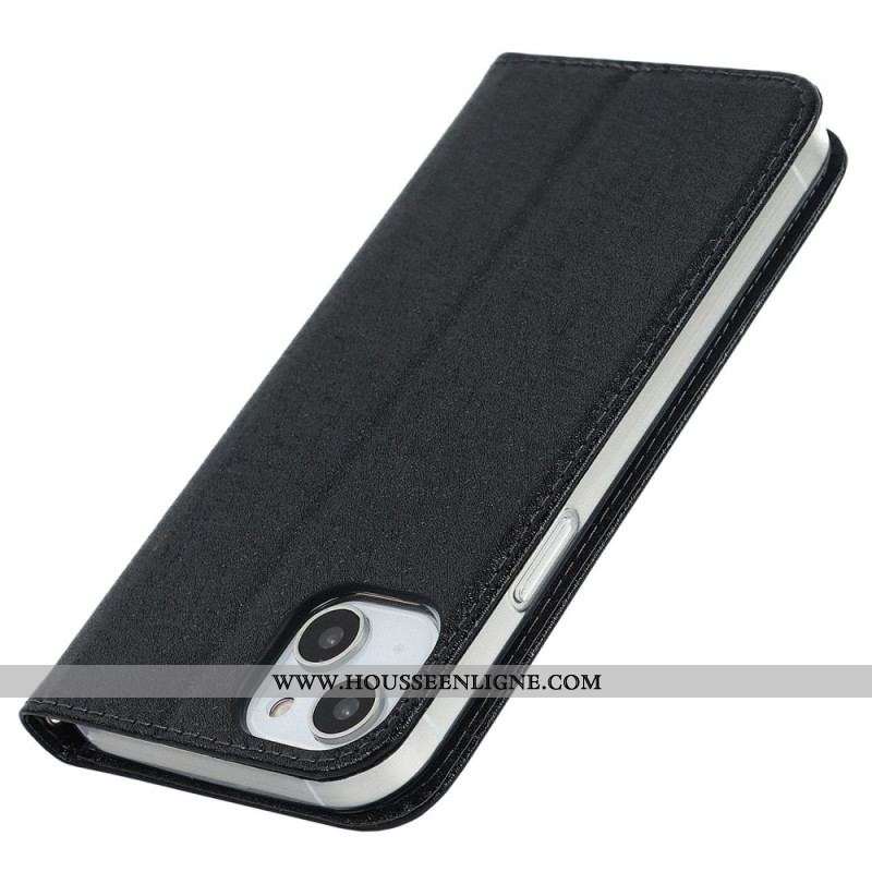 Flip Cover iPhone 14 Soie à Lanière