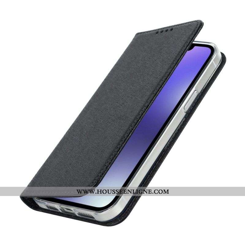 Flip Cover iPhone 14 Soie à Lanière