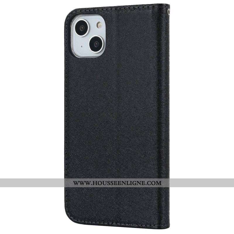 Flip Cover iPhone 14 Soie à Lanière