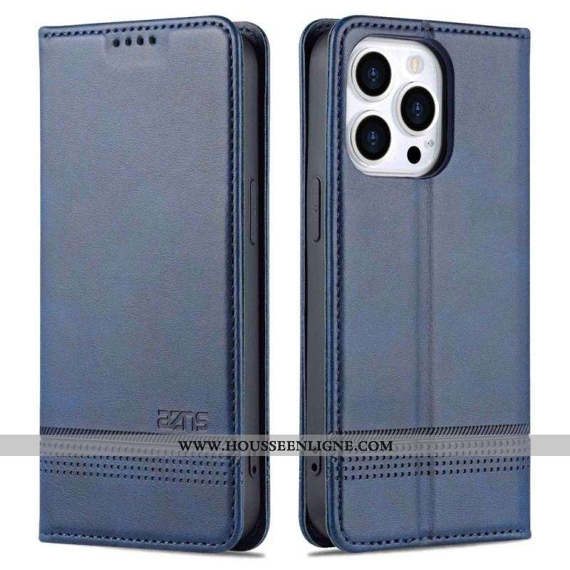 Flip Cover iPhone 14 Style Cuir AZNS