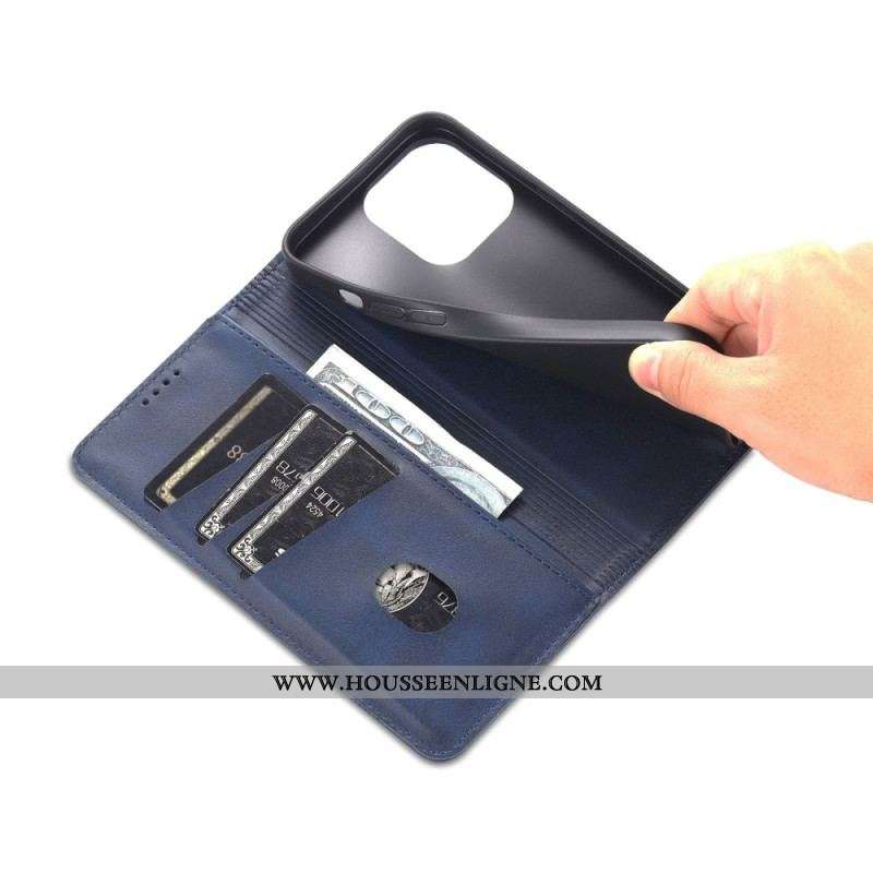 Flip Cover iPhone 14 Style Cuir AZNS