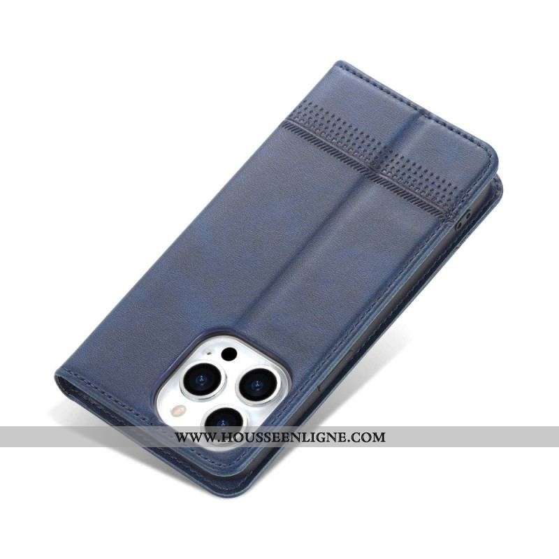Flip Cover iPhone 14 Style Cuir AZNS