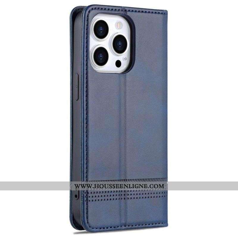 Flip Cover iPhone 14 Style Cuir AZNS