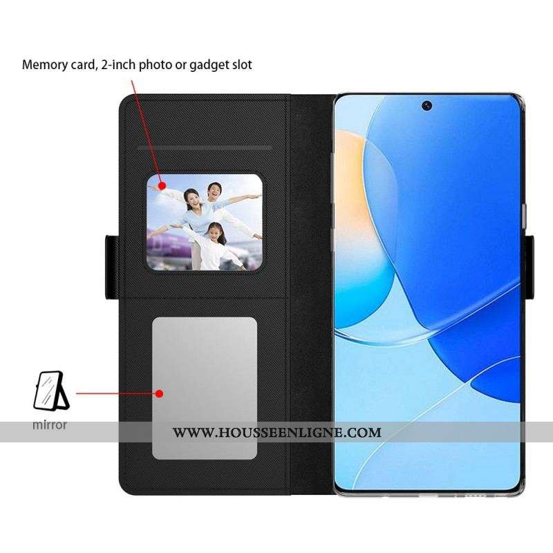Housse Huawei Mate 50 Pro Miroir et Porte-Cartes Amovible