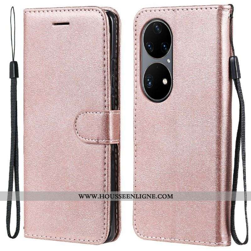 Housse Huawei P50 Pro Effet Cuir à Lanière