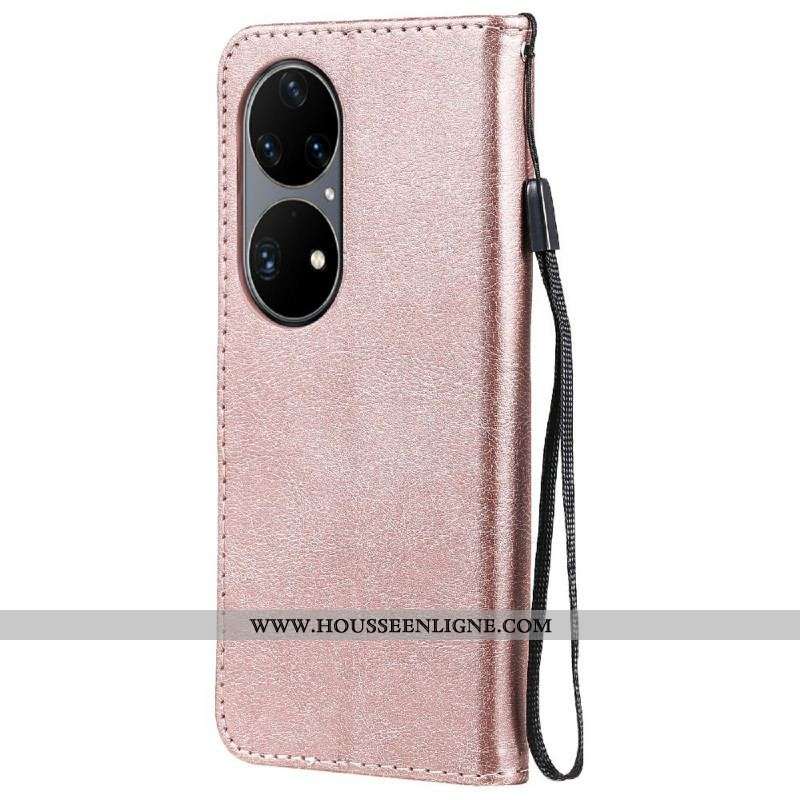 Housse Huawei P50 Pro Effet Cuir à Lanière