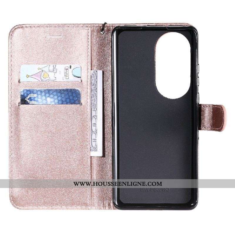 Housse Huawei P50 Pro Effet Cuir à Lanière