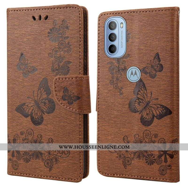 Housse Moto A51 5G Splendides Papillons à Lanière